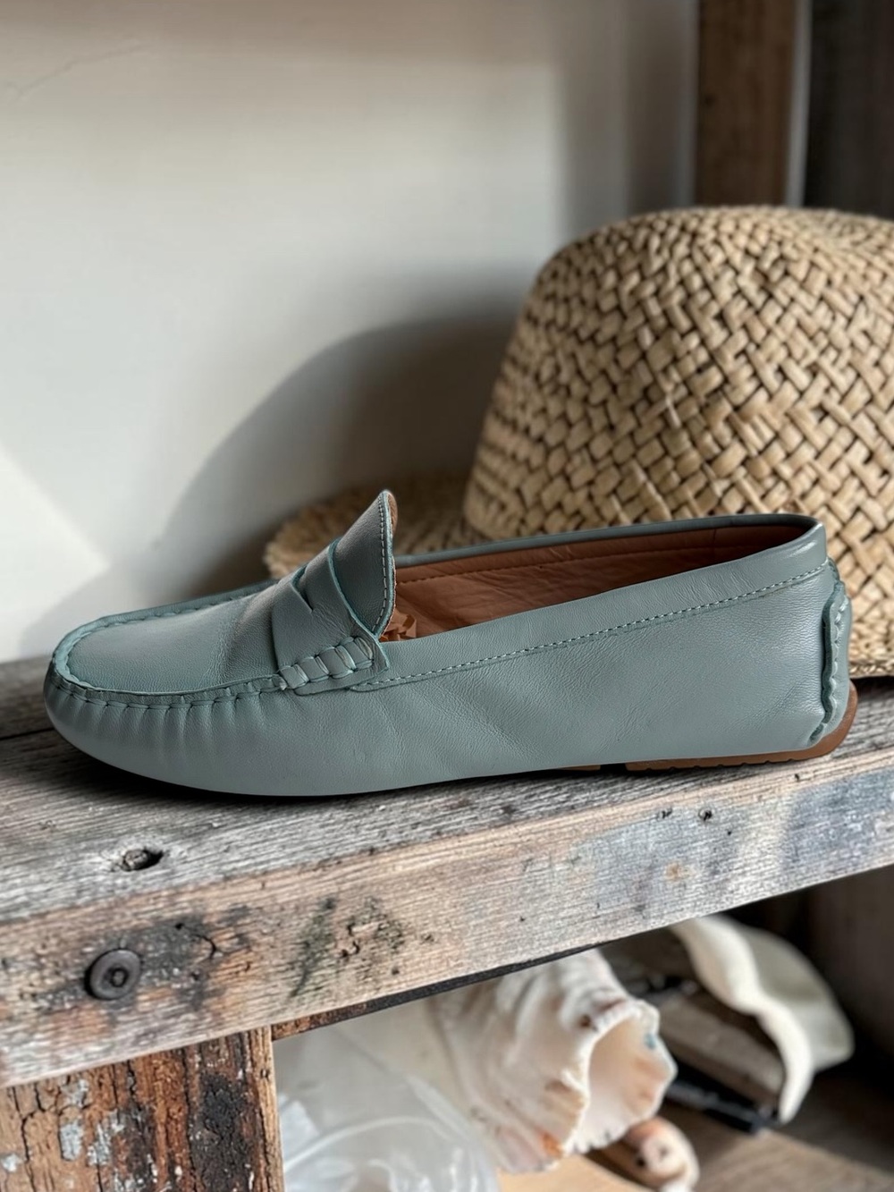 Flag Ltd Morgan Leather Penny Loafers in Tidal Blue Womens - Picture 5 of 16